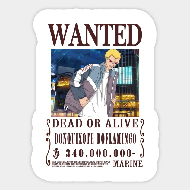 Doflamingo One Piece Wanted Sticker by Teedream